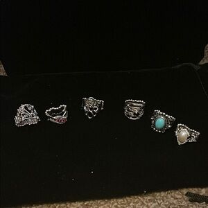 Silver and Turquoise Rings Set